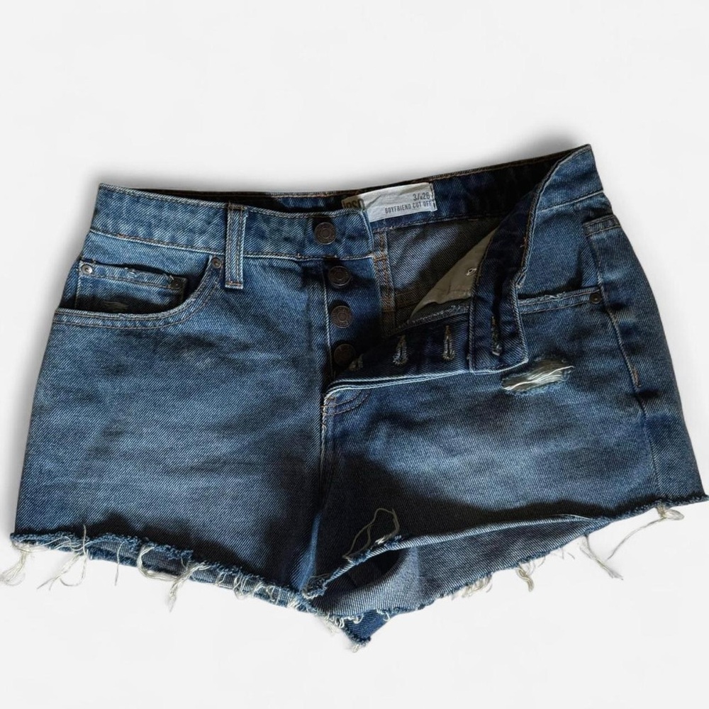 RSQ Dark Blue Distressed Jean Shorts